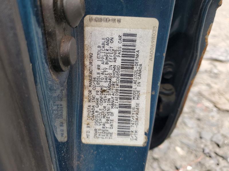 54333936 :رقم المزاد ، 2T1AE09B1RC068580 vin ، 1994 Toyota Corolla مزاد بيع