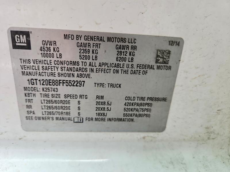 Aukcja sprzedaży 2015 Gmc Sierra, vin: 1GT120E88FF552297, numer aukcji: 52055546