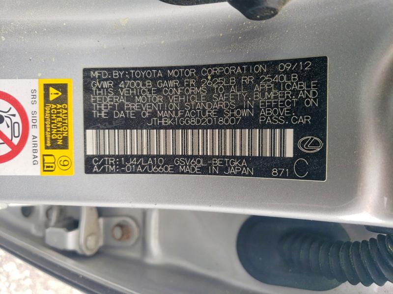 Aukcja sprzedaży 2013 Lexus Es, vin: JTHBK1GG8D2018007, numer aukcji: 52735546