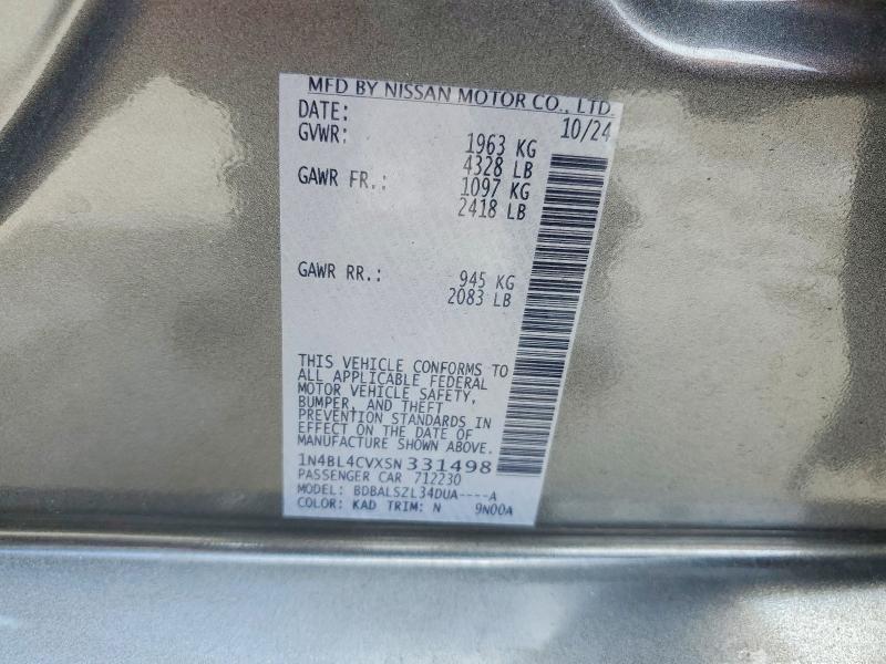 Aukcja sprzedaży 2025 Nissan Altima, vin: 1N4BL4CVXSN331498, numer aukcji: 54354486