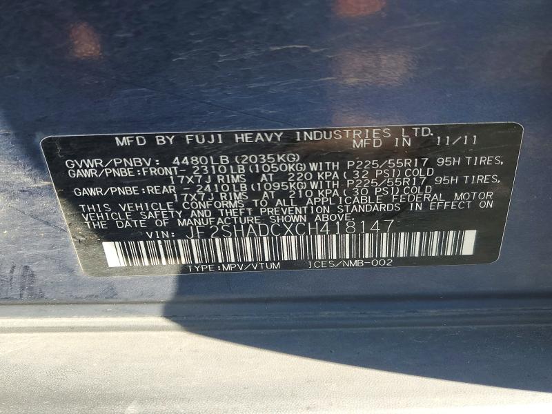 Продажа на аукционе авто 2012 Subaru Forester, vin: JF2SHADCXCH418147, номер лота: 52730816