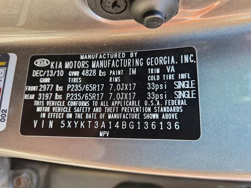 Продажа на аукционе авто 2011 Kia Sorento, vin: 5XYKT3A14BG136136, номер лота: 51564466