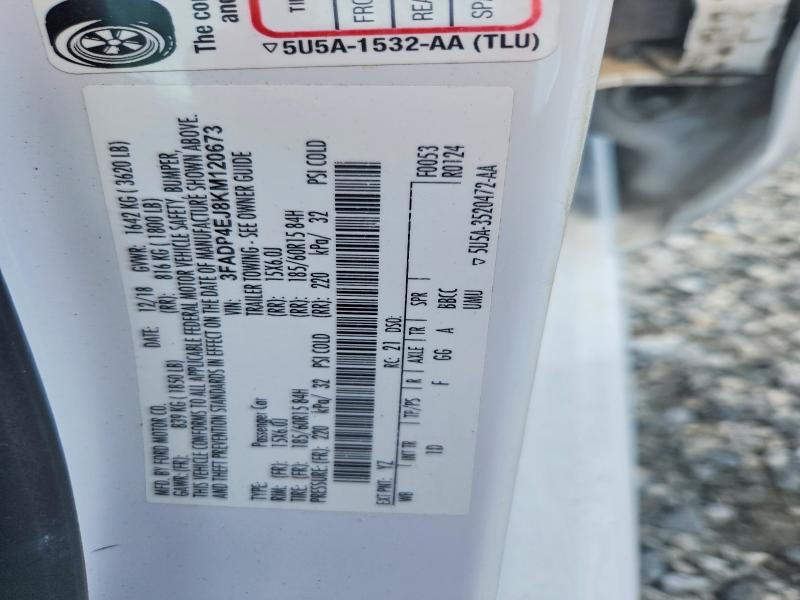 52888616 :رقم المزاد ، 3FADP4EJ8KM120673 vin ، 2019 Ford Fiesta مزاد بيع