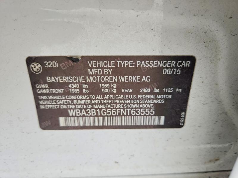 Aukcja sprzedaży 2015 Bmw 320, vin: WBA3B1G56FNT63555, numer aukcji: 52677406