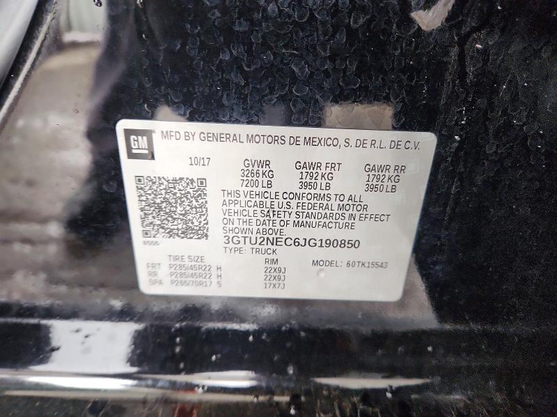 2018 Gmc Sierra მანქანა იყიდება აუქციონზე, vin: 3GTU2NEC6JG190850, აუქციონის ნომერი: 51967966