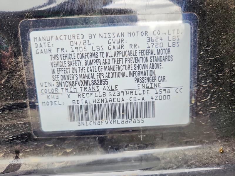 Aukcja sprzedaży 2021 Nissan Versa, vin: 3N1CN8FVXML882855, numer aukcji: 52588766
