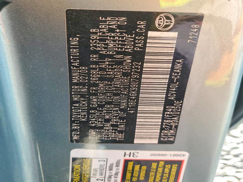 2009 Toyota Camry მანქანა იყიდება აუქციონზე, vin: 4T1BE46K99U797232, აუქციონის ნომერი: 53447026
