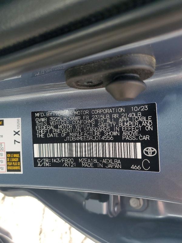 Продажа на аукционе авто 2024 Toyota Corolla, vin: JTDB4MEE5RJ014556, номер лота: 54818076