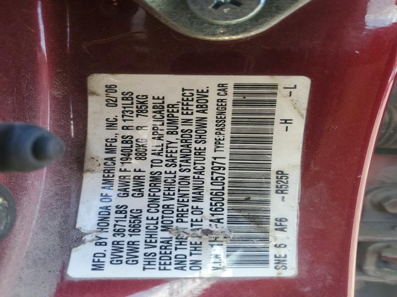 54503806 :رقم المزاد ، 1HGFA16506L057971 vin ، 2006 Honda Civic مزاد بيع
