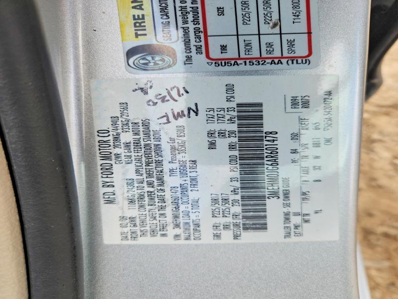 Продаж на аукціоні авто 2010 Mercury Milan, vin: 3MEHM0JG6AR601478, номер лоту: 53990376