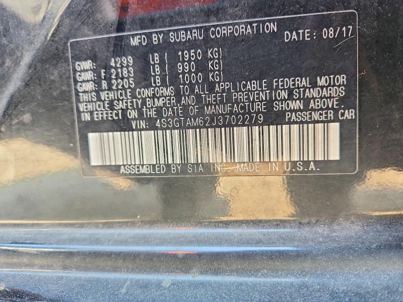 Продаж на аукціоні авто 2018 Subaru Impreza, vin: 4S3GTAM62J3702279, номер лоту: 54208316