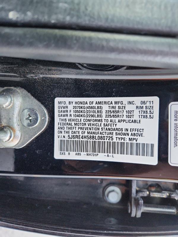 Продаж на аукціоні авто 2011 Honda Cr-v, vin: 5J6RE4H58BL080725, номер лоту: 51902756