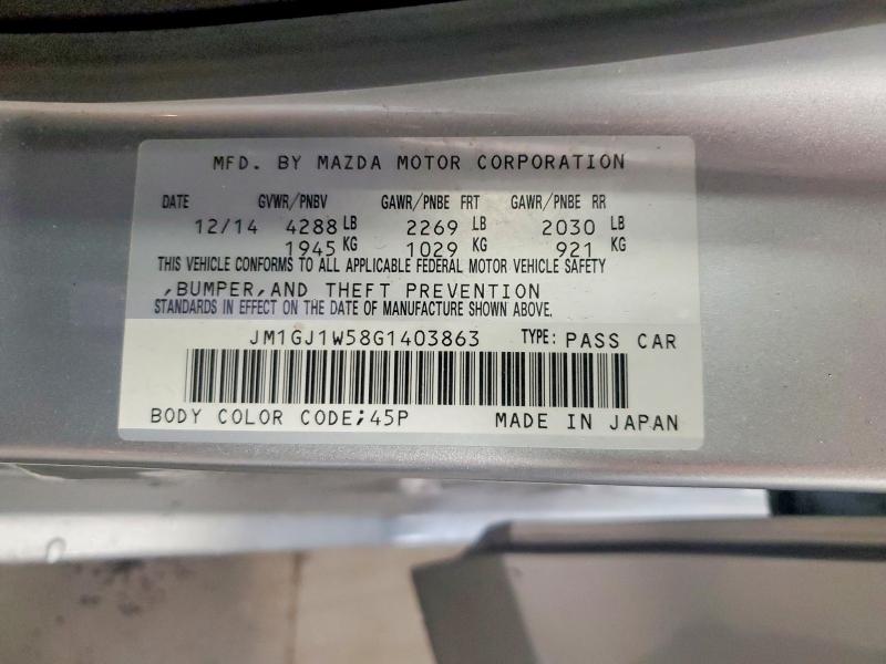 Aukcja sprzedaży 2016 Mazda 6, vin: JM1GJ1W58G1403863, numer aukcji: 54124796
