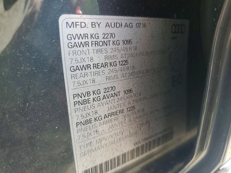 2017 Audi A4 Allroad მანქანა იყიდება აუქციონზე, vin: WA19NAF49HA044362, აუქციონის ნომერი: 55537506