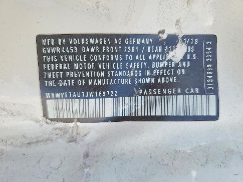 Продаж на аукціоні авто 2018 Volkswagen Golf R, vin: WVWVF7AU7JW169722, номер лоту: 53203396