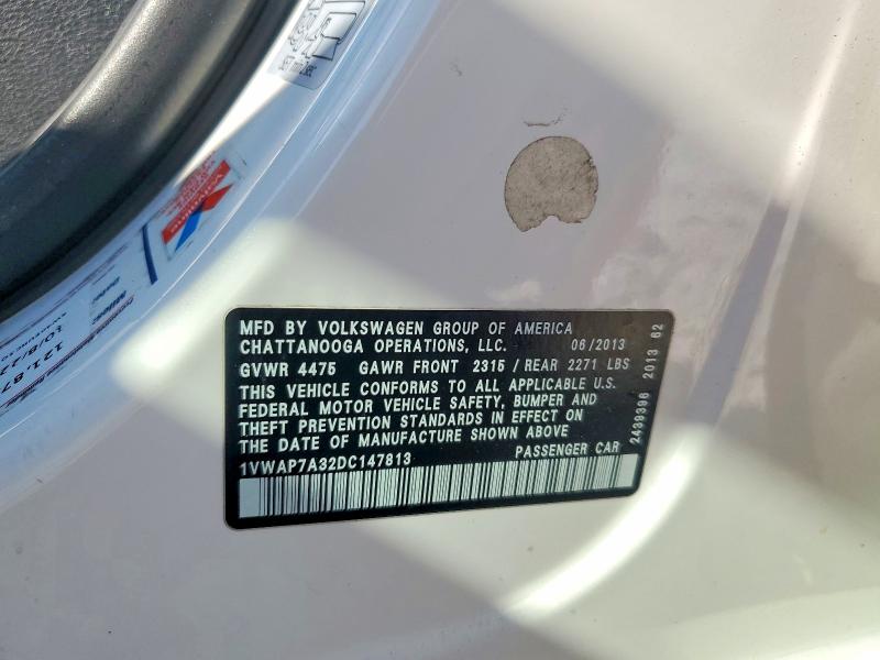 Продаж на аукціоні авто 2013 Volkswagen Passat, vin: 1VWAP7A32DC147813, номер лоту: 51523006
