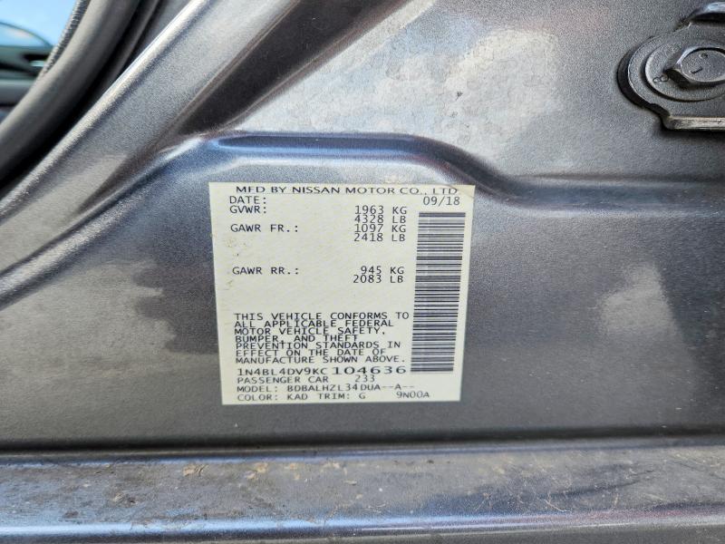 Продаж на аукціоні авто 2019 Nissan Altima, vin: 1N4BL4DV9KC104636, номер лоту: 55242096