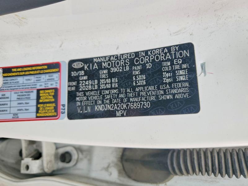 2019 Kia Soul მანქანა იყიდება აუქციონზე, vin: KNDJN2A20K7689730, აუქციონის ნომერი: 53302746