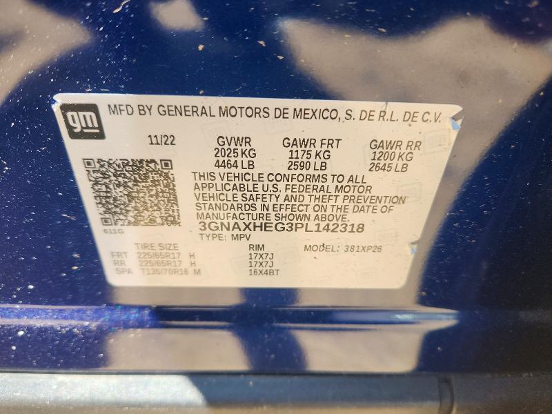 Aukcja sprzedaży 2023 Chevrolet Equinox, vin: 3GNAXHEG3PL142318, numer aukcji: 53637286