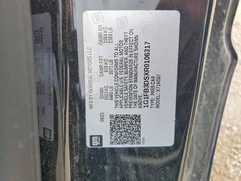 Продажа на аукционе авто 2024 Chevrolet Camaro, vin: 1G1FB3DSXR0106317, номер лота: 52712526