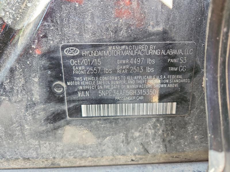 2016 Hyundai Sonata მანქანა იყიდება აუქციონზე, vin: 5NPE34AF5GH315350, აუქციონის ნომერი: 53128596