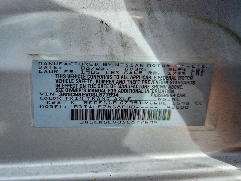 Продаж на аукціоні авто 2025 Nissan Versa, vin: 3N1CN8EV0SL877694, номер лоту: 52575496