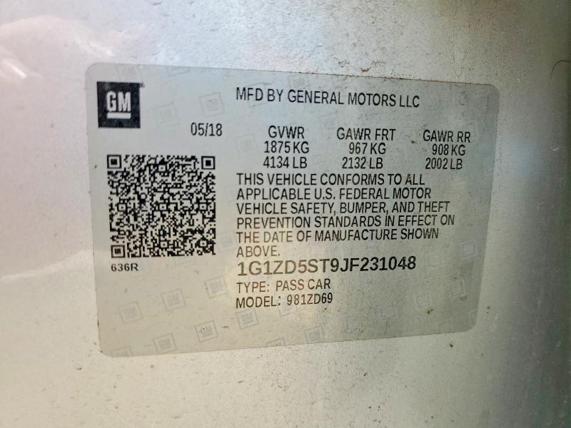 Aukcja sprzedaży 2018 Chevrolet Malibu, vin: 1G1ZD5ST9JF231048, numer aukcji: 53892716