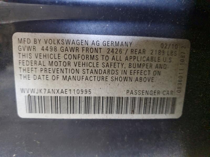 53879026 :رقم المزاد ، WVWJK7ANXAE110995 vin ، 2010 Volkswagen Passat مزاد بيع