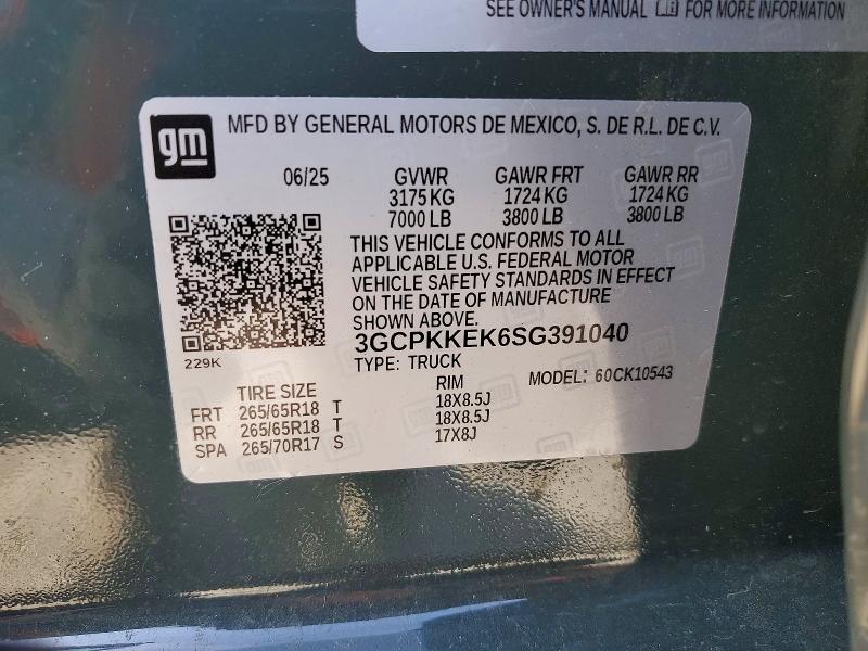 Aukcja sprzedaży 2025 Chevrolet Silverado, vin: 3GCPKKEK6SG391040, numer aukcji: 54448906