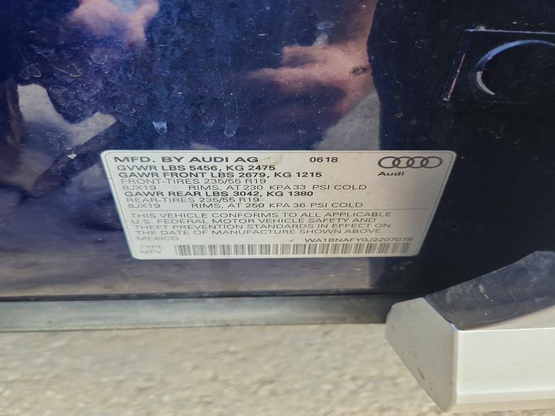 Aukcja sprzedaży 2018 Audi Q5, vin: WA1BNAFY0J2207078, numer aukcji: 54393136