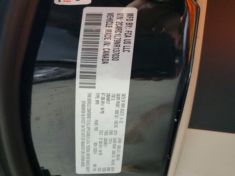 52858926 :رقم المزاد ، 2C4RC1L79NR137030 vin ، 2022 Chrysler Pacifica مزاد بيع