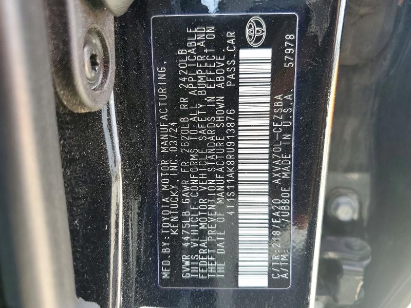 53619906 :رقم المزاد ، 4T1S11AK8RU913876 vin ، 2024 Toyota Camry مزاد بيع
