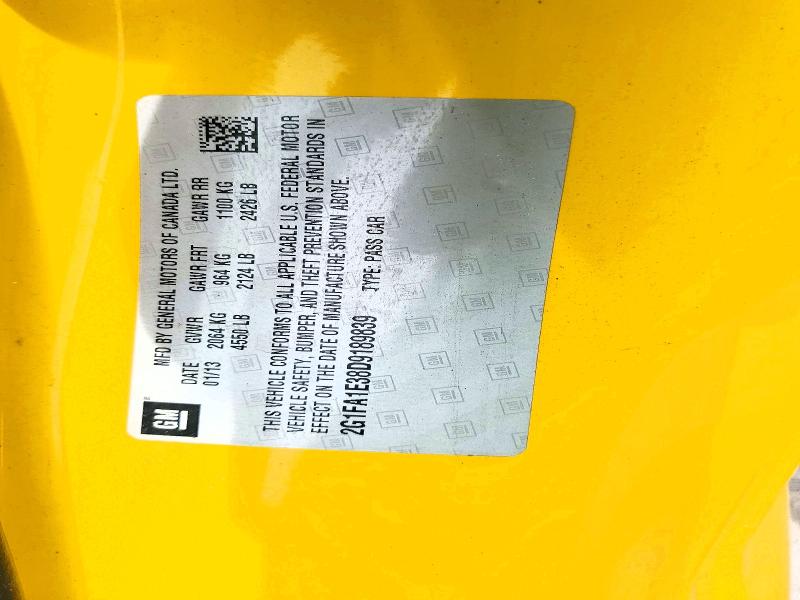 2013 Chevrolet Camaro მანქანა იყიდება აუქციონზე, vin: 2G1FA1E38D9189839, აუქციონის ნომერი: 52827196