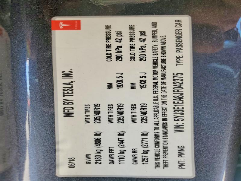 2018 Tesla Model 3 მანქანა იყიდება აუქციონზე, vin: 5YJ3E1EA8JF042375, აუქციონის ნომერი: 52330726