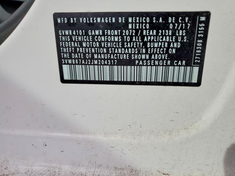 Aukcja sprzedaży 2018 Volkswagen Jetta, vin: 3VWB67AJ2JM204317, numer aukcji: 52803426