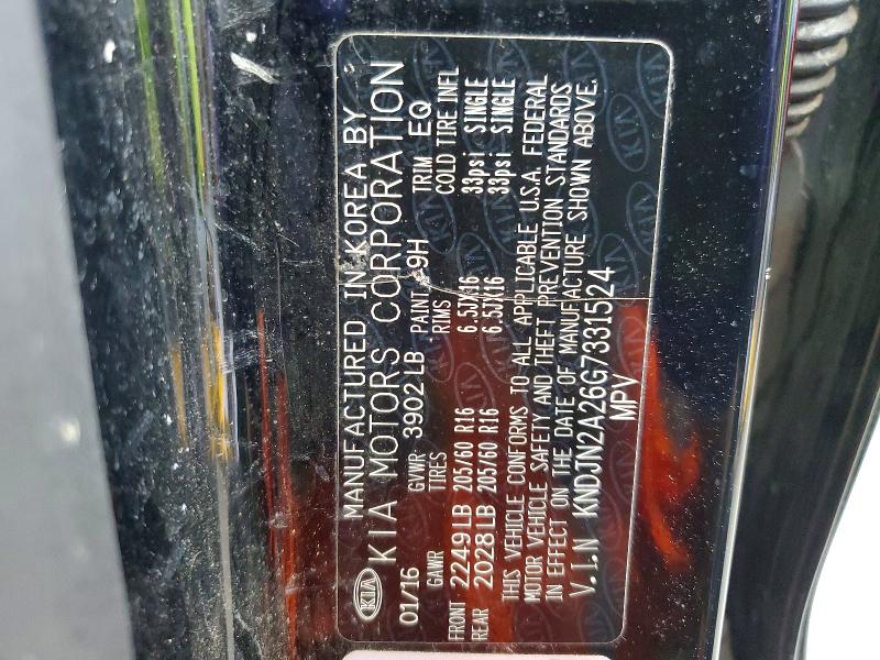 2016 Kia Soul მანქანა იყიდება აუქციონზე, vin: KNDJN2A26G7331524, აუქციონის ნომერი: 54972026