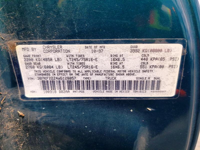 Продаж на аукціоні авто 1998 Dodge Ram 2500, vin: 3B7KF22Z4WG128857, номер лоту: 52584946