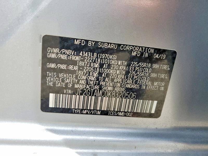 Продажа на аукционе авто 2019 Subaru Crosstrek, vin: JF2GTAMC0K8320506, номер лота: 52249466