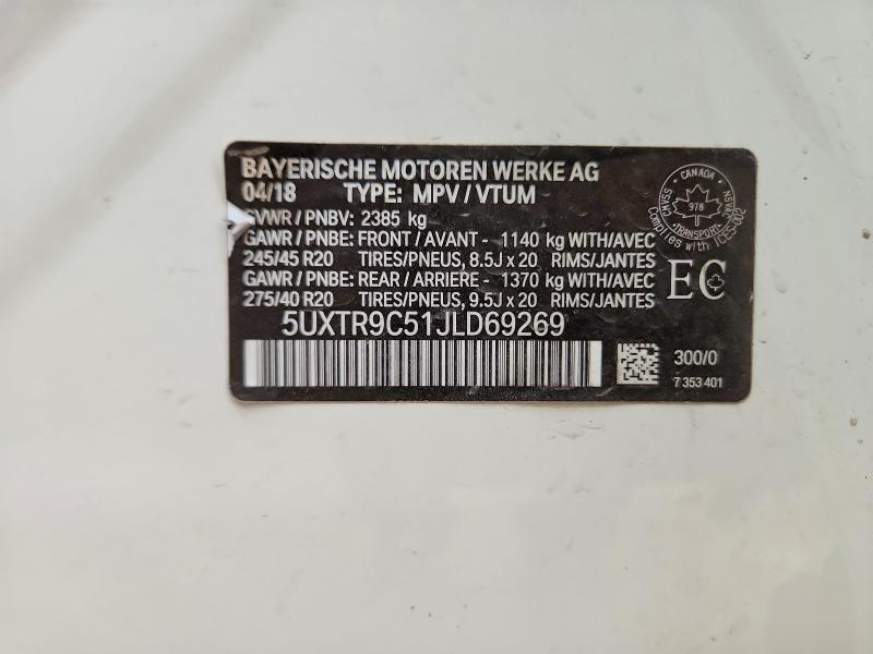 Продажа на аукционе авто 2018 Bmw X3, vin: 5UXTR9C51JLD69269, номер лота: 52241996