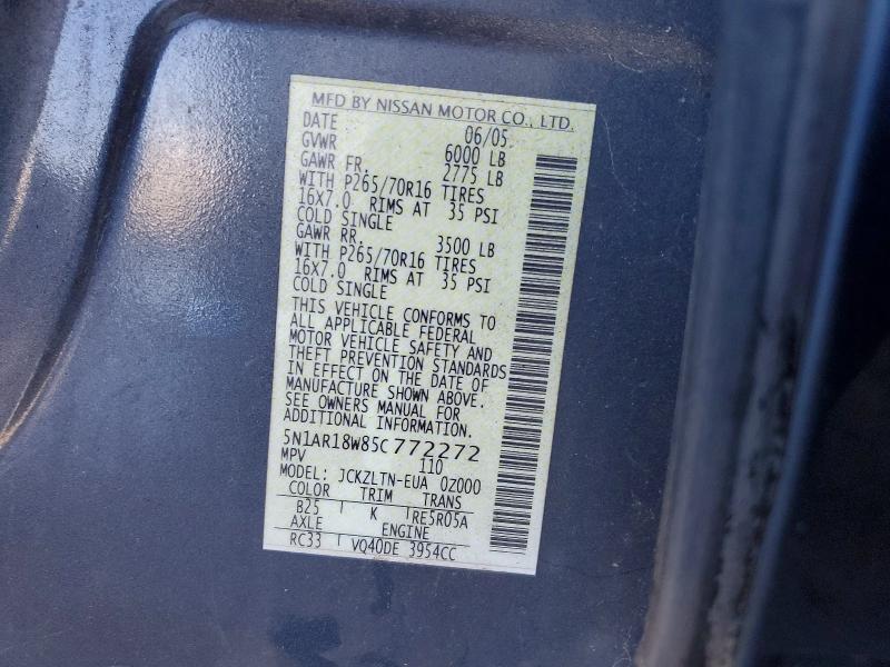 Продаж на аукціоні авто 2005 Nissan Pathfinder, vin: 5N1AR18W85C772272, номер лоту: 54665006