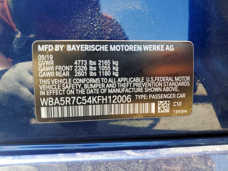 2019 Bmw 330xi მანქანა იყიდება აუქციონზე, vin: WBA5R7C54KFH12006, აუქციონის ნომერი: 53980386