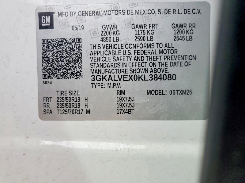 Продаж на аукціоні авто 2019 Gmc Terrain, vin: 3GKALVEX0KL384080, номер лоту: 53897486