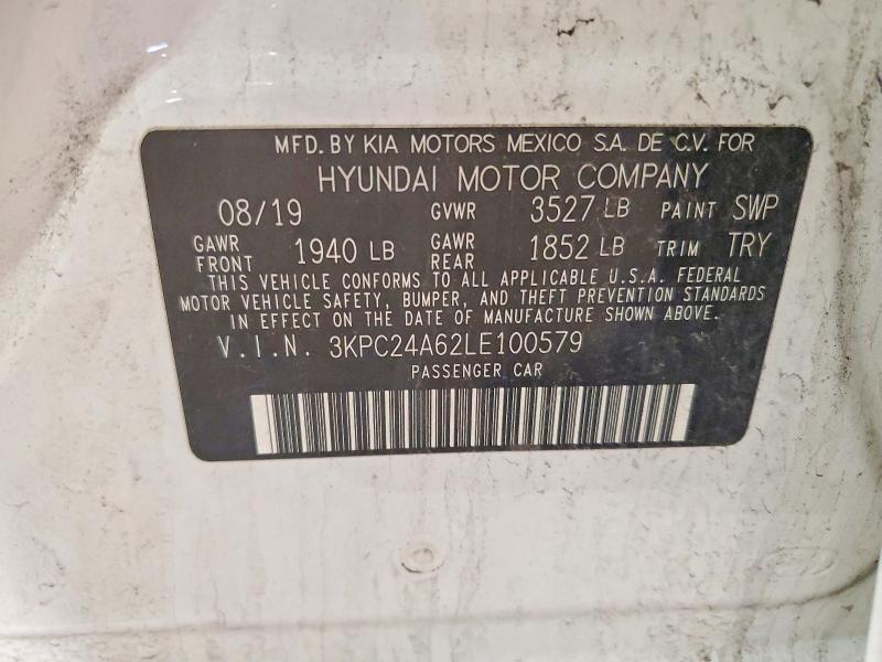 55552606 :رقم المزاد ، 3KPC24A62LE100579 vin ، 2020 Hyundai Accent مزاد بيع