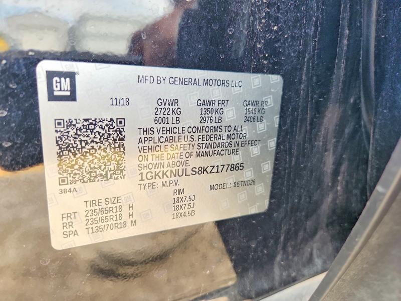 52881586 :رقم المزاد ، 1GKKNULS8KZ177865 vin ، 2019 Gmc Acadia مزاد بيع
