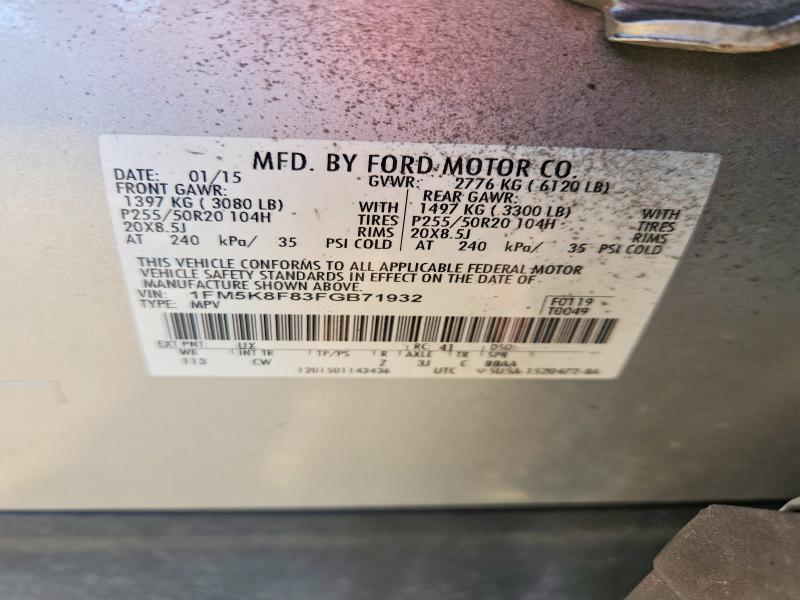 Продажа на аукционе авто 2015 Ford Explorer, vin: 1FM5K8F83FGB71932, номер лота: 53222506