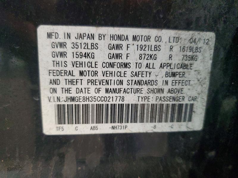 Продажа на аукционе авто 2012 Honda Fit, vin: JHMGE8H35CC021778, номер лота: 55175636