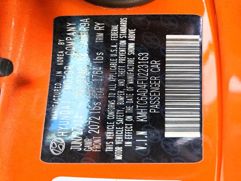 55100526 :رقم المزاد ، KMHTC6AD4FU223163 vin ، 2015 Hyundai Veloster مزاد بيع