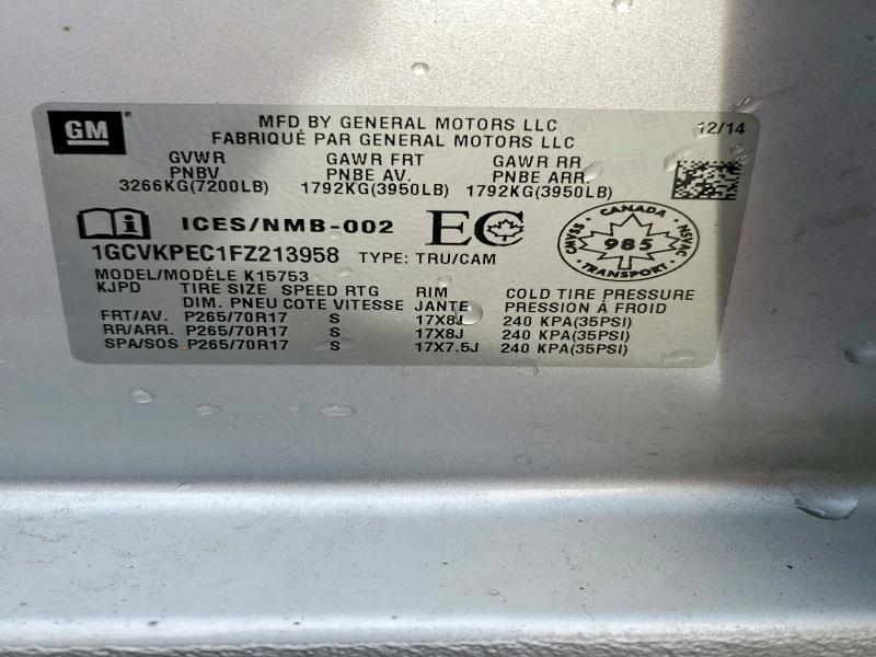 Продаж на аукціоні авто 2015 Chevrolet Silverado, vin: 1GCVKPEC1FZ213958, номер лоту: 51249586