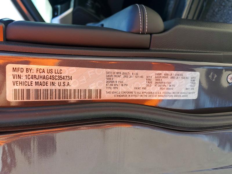 Auction sale of the 2025 Jeep Grand Cherokee, vin: 1C4RJHAG4SC354734, lot number: 52310196