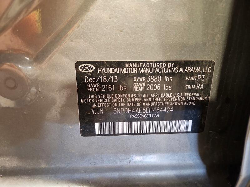 2014 Hyundai Elantra მანქანა იყიდება აუქციონზე, vin: 5NPDH4AE5EH464424, აუქციონის ნომერი: 55196446
